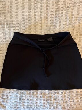 Express Black Scuba Mini Skirt Women’s Size L High Waisted Drawstring